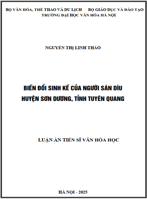 Luận án Biến đổi sinh kế của người Sán Dìu huyện Sơn Dương – tỉnh Tuyên Quang