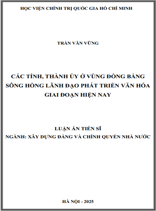 Luận án Các tỉnh – thành ủy ở vùng đồng bằng sông Hồng lãnh đạo phát triển