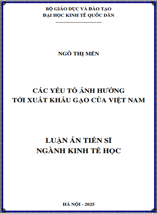 Luận án Các yếu tố ảnh hưởng tới xuất khẩu gạo của Việt Nam