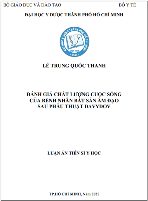 Luận án Đánh giá chất lượng cuộc sống của bệnh nhân bất sản âm đạo sau phẫu thuật davydov