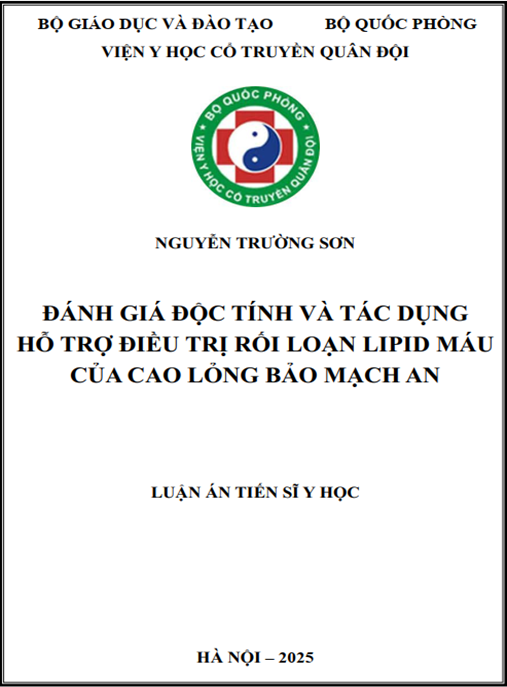 Luận án Đánh giá độc tính và tác dụng hỗ trợ điều trị rối loạn lipid máu của cao lỏng Bảo mạch an
