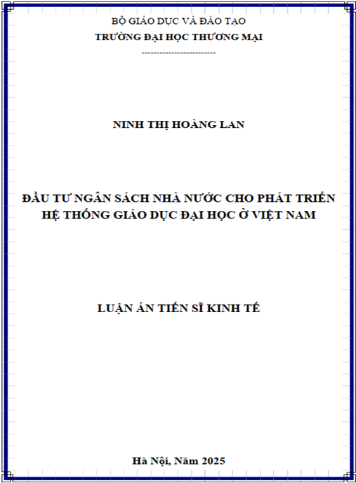 Luận án Đầu tư ngân sách nhà nước cho phát triển hệ thống giáo dục đại học ở Việt Nam