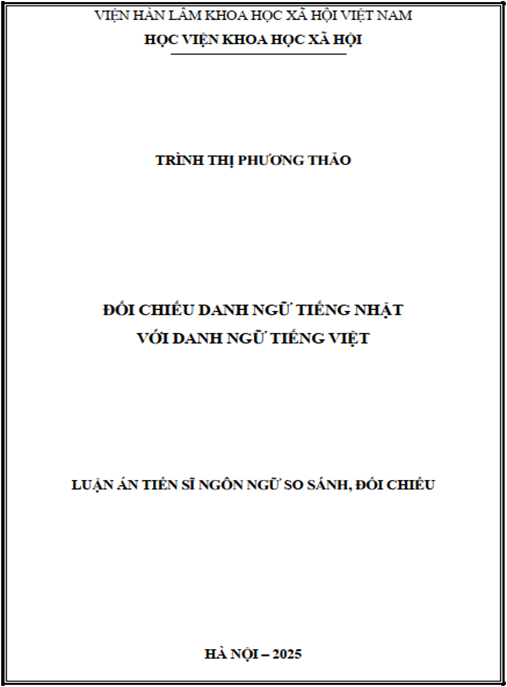 Luận án Đối chiếu danh ngữ tiếng Nhật với Danh ngữ tiếng Việt