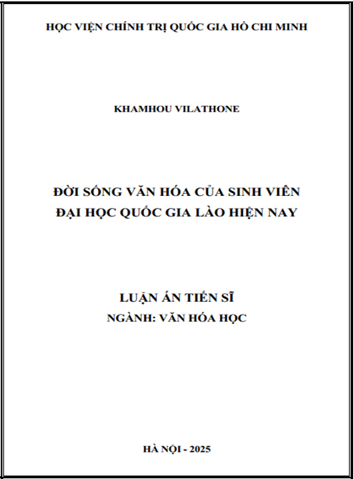 Luận án Đời sống văn hóa của sinh viên Đại học Quốc gia Lào hiện nay