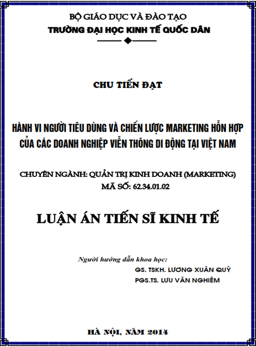 Luận án Hành vi người tiêu dùng và chiến lược marketing hỗn hợp của các doanh nghiệp viễn thông di động tại Việt Nam