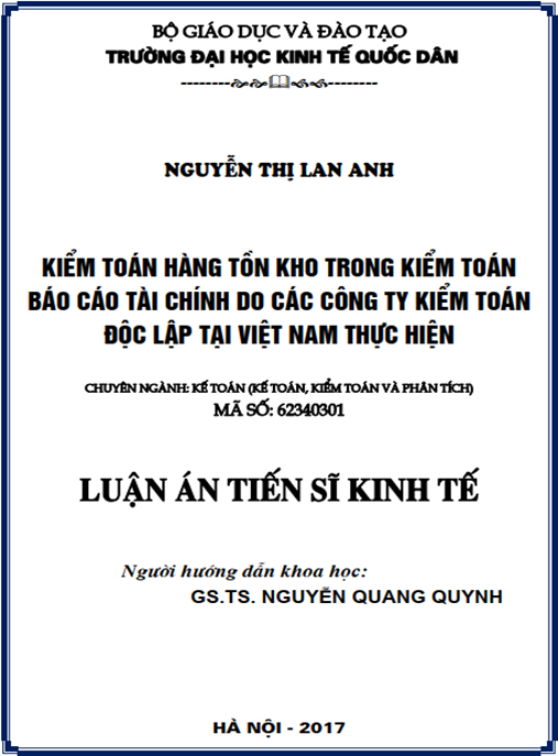 Luận án Hoàn thiện Hệ thống kiểm soát nội bộ tại tại Tập đoàn Hoá chất Việt Nam