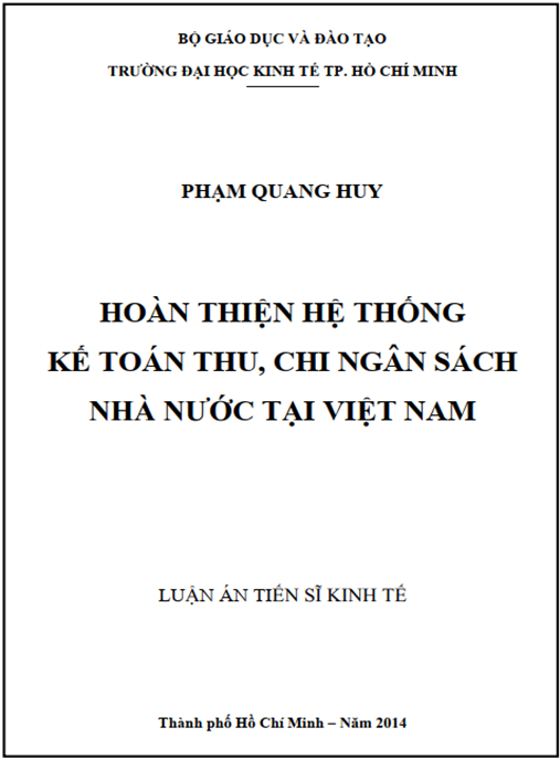 Luận án Hoàn thiện hệ thống kế toán thu – chi ngân sách nhà nước tại Việt Nam