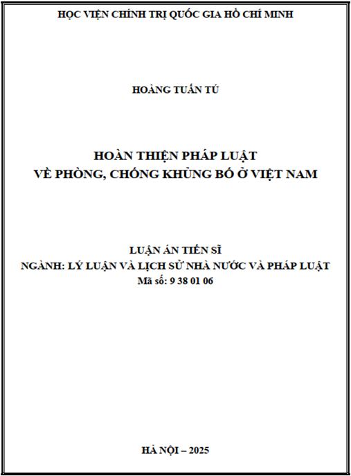 Luận án Hoàn thiện pháp luật về phòng – chống khủng bố ở Việt Nam