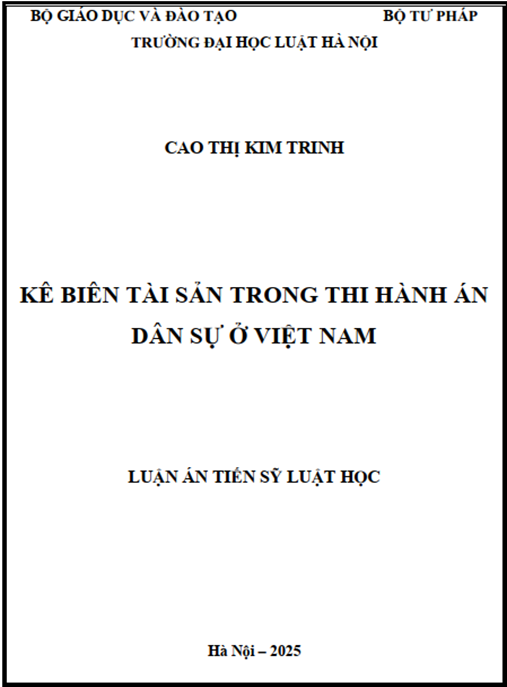 Luận án –  Kê biên tài sản trong thi hành án dân sự ở Việt Nam