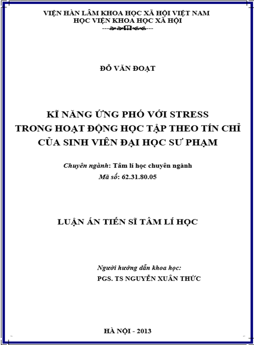 Luận án Kĩ năng ứng phó với stress trong hoạt động học tập theo tín chỉ của SV ĐHSP