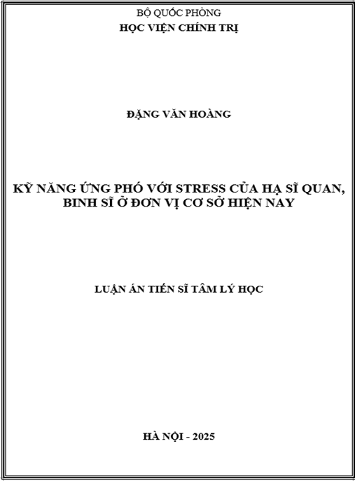 Luận án Kỹ năng ứng phó với stress của hạ sĩ quan – binh sĩ ở đơn vị cơ sở hiện nay