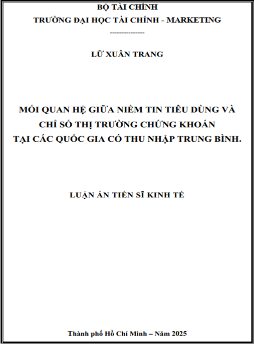 Luận án Mối quan hệ giữa niềm tin tiêu dùng và chỉ số thị trường chứng khoán tại các quốc gia có thu nhập trung bình
