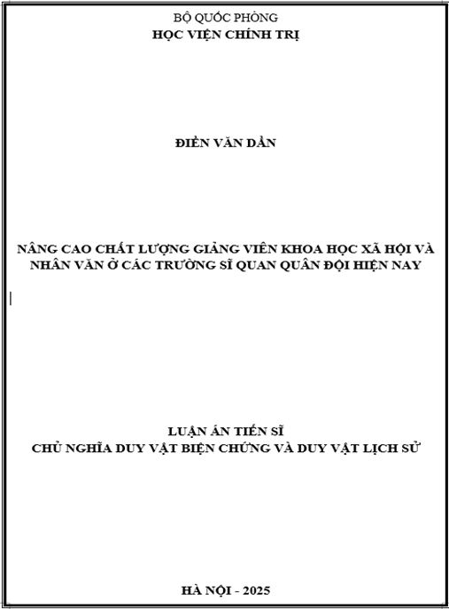 Luận án Nâng cao chất lượng giảng viên khoa học xã hội và nhân văn ở các trường sĩ quan quân đội hiện nay