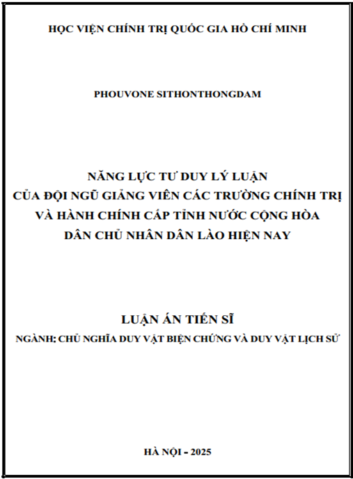 Luận án Năng lực tư duy lý luận của đội ngũ giảng viên các Trường chính trị và hành chính cấp tỉnh nước Cộng hoà Dân chủ Nhân dân Lào hiện nay