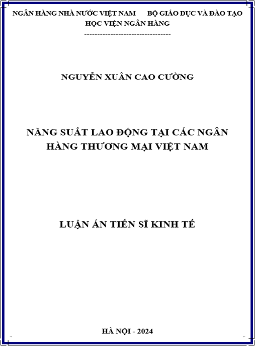 Luận án Năng suất lao động tại các ngân hàng thương mại Việt Nam