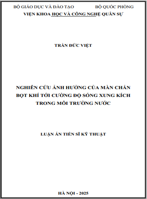 Luận án –  Nghiên cứu ảnh hưởng của màn chắn bọt khí tới cường độ sóng xung kích trong môi trường nước