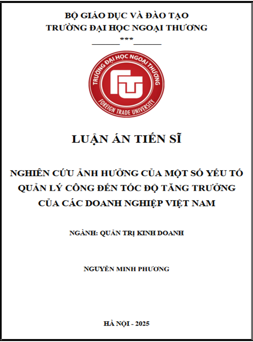 Luận án Nghiên cứu ảnh hưởng của một số yếu tố quản lý công đến tốc độ tăng trưởng của các doanh nghiệp Việt Nam
