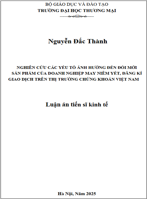 Luận án Nghiên cứu các yếu tố ảnh hưởng đến đổi mới sản phẩm của các doanh nghiệp may niêm yết – đăng kí giao dịch trên thị trường chứng khoán Việt Nam