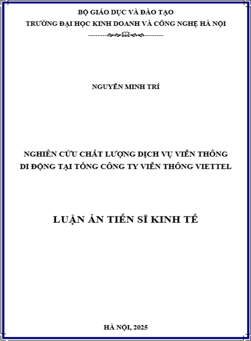 Luận án Nghiên cứu chất lượng dịch vụ viễn thông di động tại Tổng công ty viễn thông Viettel