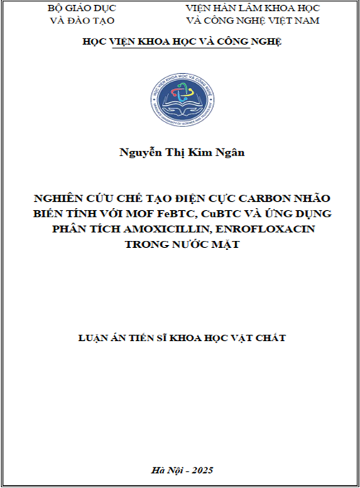 Luận án Nghiên cứu chế tạo điện cực carbon nhão biến tính với MOF FeBTC – CuBTC và ứng dụng phân tích Amoxicillin – Enrofloxacin trong nước mặt
