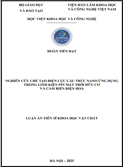 Luận án Nghiên cứu chế tạo điện cực cấu trúc nano ứng dụng trong linh kiện pin mặt trời hữu cơ và cảm biến điện hoá