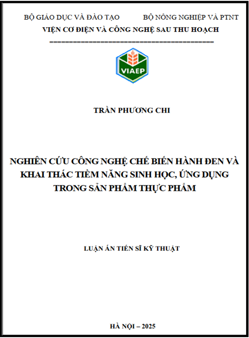 Luận án Nghiên cứu công nghệ chế biến hành đen và khai thác tiềm năng sinh học – ứng dụng trong công nghệ thực phẩm