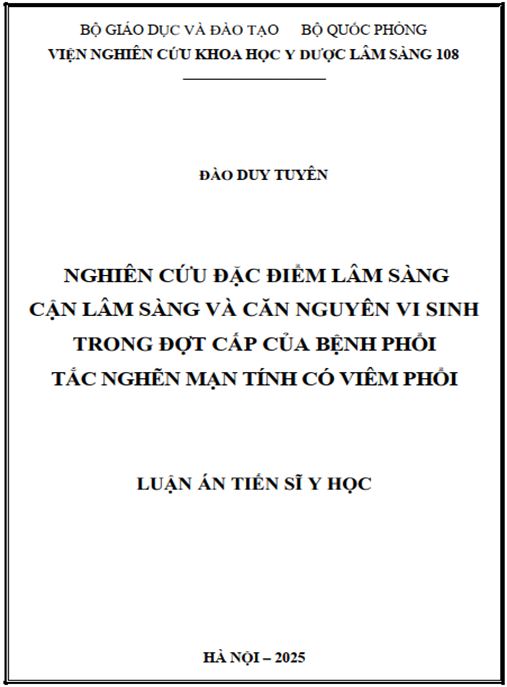 Luận án –  Nghiên cứu đặc điểm lâm sàng – cận lâm sàng và căn nguyên vi sinh trong đợt cấp của bệnh phổi tắc nghẽn mạn tính có viêm phổi