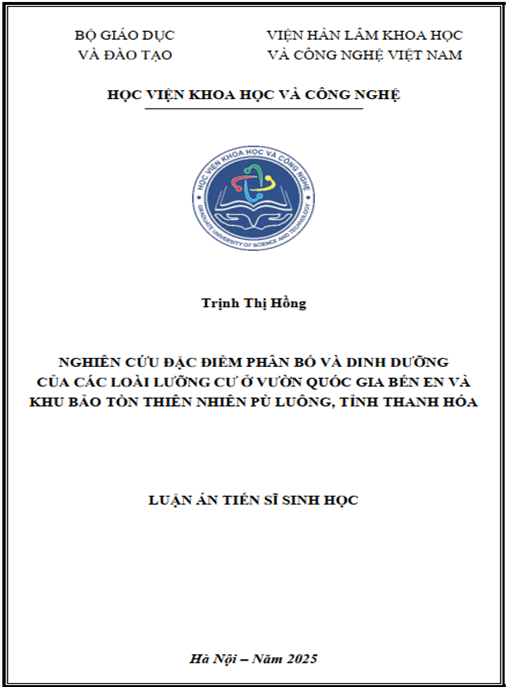 Luận án Nghiên cứu đặc điểm phân bố và dinh dưỡng của các loài lương cư ở Vườn Quốc gia Bến En và Khu Bảo tổn Thiên nhiên Pù Luông – tỉnh Thanh Hóa