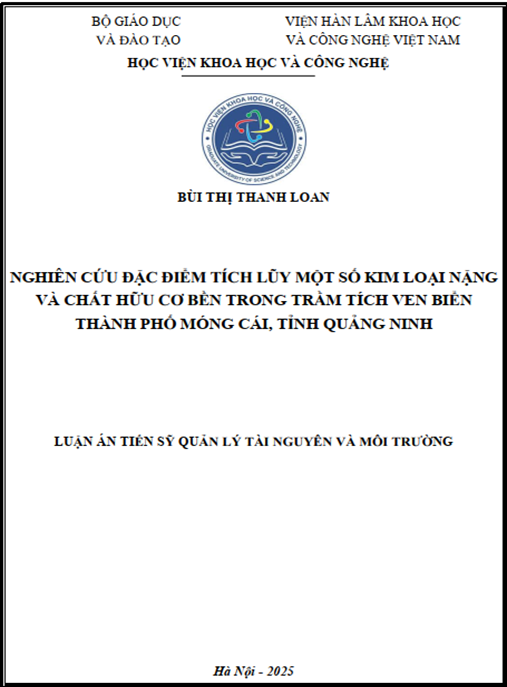 Luận án Nghiên cứu đặc điểm tích lũy một số kim loại nặng và chất hữu cơ bền trong trầm tích ven biển thành phố Móng Cái – tỉnh Quảng Ninh