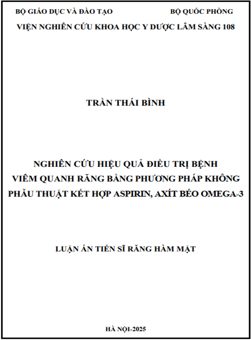 Luận án Nghiên cứu hiệu quả điều trị bệnh viêm quanh răng bằng phương pháp không phẫu thuật kết hợp aspirin – axít béo Omega-3
