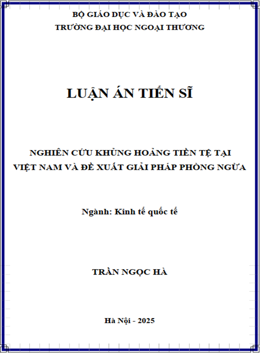 Luận án Nghiên cứu khủng hoảng tiền tệ tại Việt Nam và đề xuất giải pháp phòng ngừa