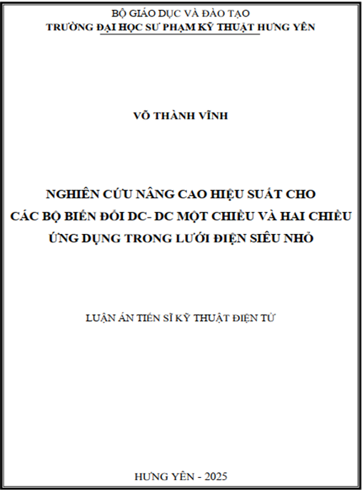 Luận án –  Nghiên cứu nâng cao hiệu suất cho các bộ biến đổi DC- DC một chiều và hai chiều ứng dụng trong lưới điện siêu nhỏ