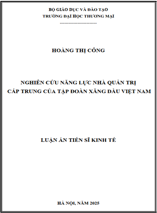 Luận án Nghiên cứu năng lực nhà quản trị cấp trung của Tập đoàn xăng dầu Việt Nam