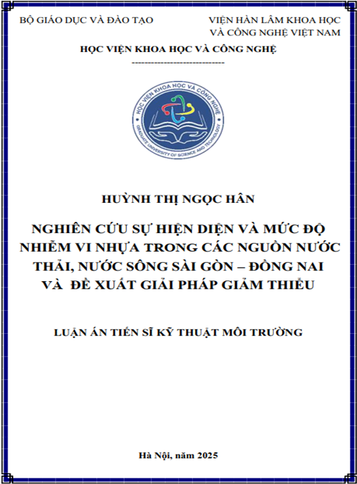 Luận án Nghiên cứu sự hiện diện và mức độ nhiễm vi nhựa trong các nguồn nước thải – nước sông Sài Gòn – Đồng Nai và đề xuất giải pháp giảm thiểu