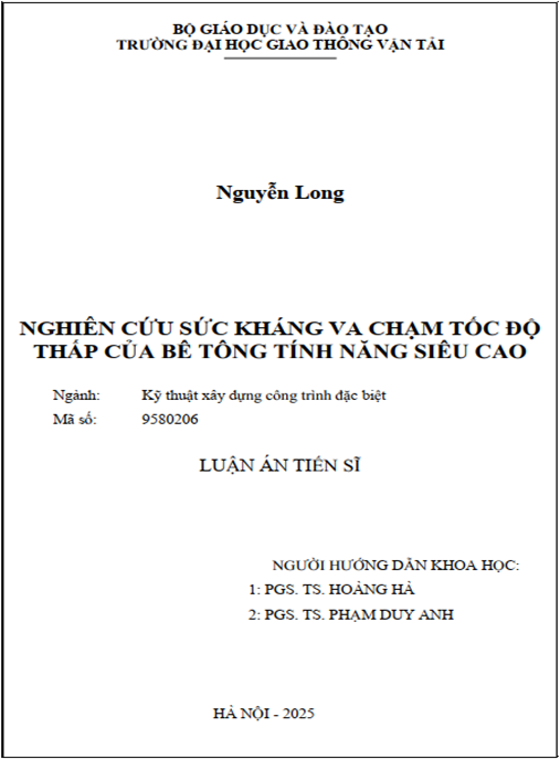 Luận án Nghiên cứu sức kháng va chạm tốc độ thấp của bê tông tính năng siêu cao