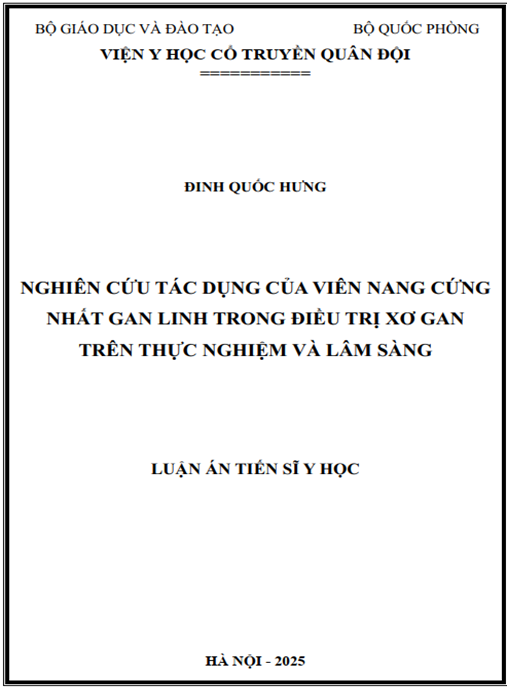 Luận án Nghiên cứu tác dụng của viên nang cứng Nhất gan linh trong điều trị xơ gan trên thực nghiệm và lâm sàng