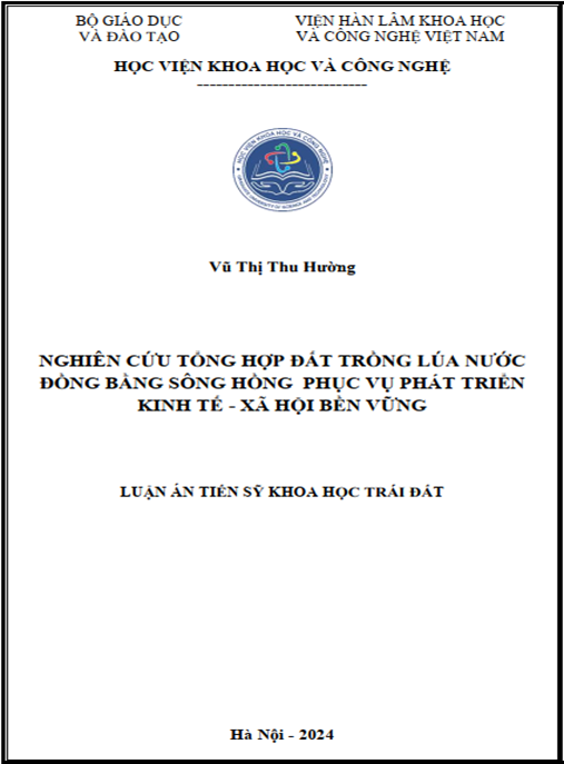 Luận án –  Nghiên cứu tổng hợp đất trồng lúa nước đồng bằng sông Hồng phục vụ phát triển kinh tế – xã hội bền vững