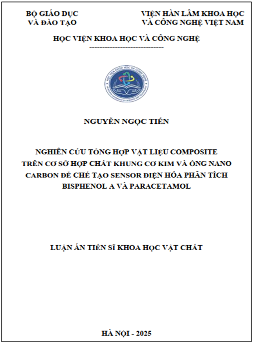 Luận án Nghiên cứu tổng hợp vật liệu composite trên cơ sở hợp chất khung cơ kim và ống nano carbon để chế tạo sensor điện hóa phân tích bisphenol A và paracetamol