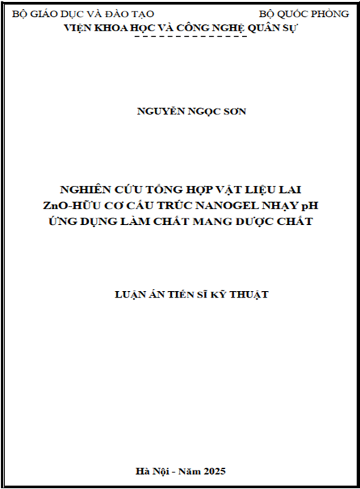 Luận án Nghiên cứu tổng hợp vật liệu lai ZnO-hữu cơ cấu trúc nanogel nhạy pH ứng dụng làm chất mang dược chất