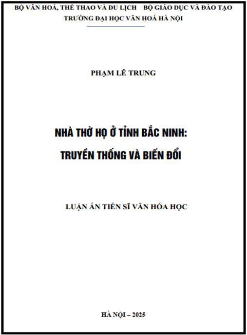 Luận án –  Nhà thờ họ ở Bắc Ninh – truyền thống và biến đổi