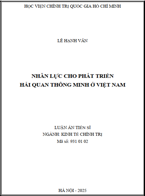 Luận án –  Nhân lực cho phát triển Hải quan thông minh ở Việt Nam