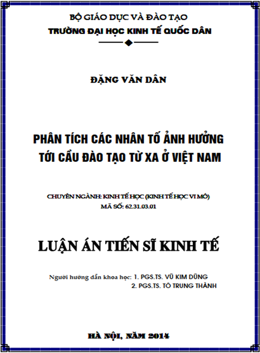 Luận án Phân tích các nhân tố ảnh hưởng tới cầu đào tạo từ xa tại Việt Nam
