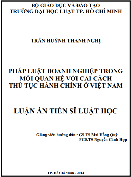 Luận án Pháp luật doanh nghiệp trong mối quan hệ với cải cách thủ tục hành chính ở Việt Nam