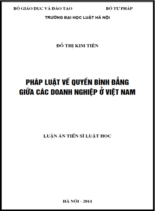 Luận án Pháp luật về quyền bình đẳng giữa các doanh nghiệp ở Việt Nam