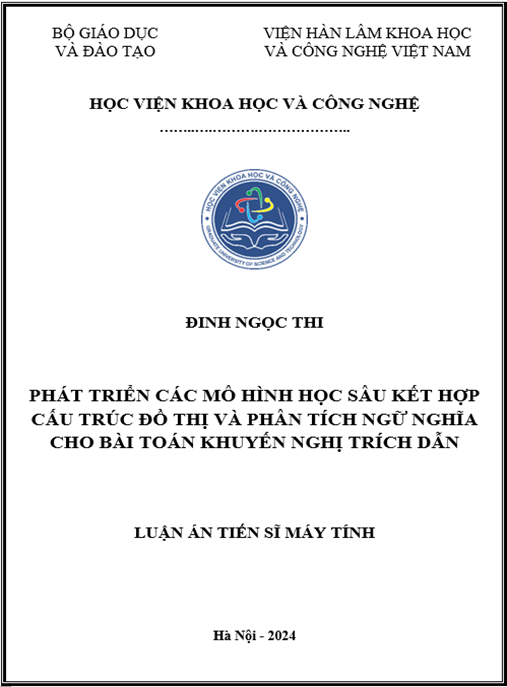 Luận án Phát triển các mô hình học sâu kết hợp cấu trúc đồ thị và phân tích ngữ nghĩa cho bài toán khuyến nghị trích dẫn