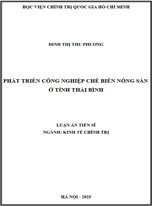 Luận án Phát triển công nghiệp chế biến nông sản ở tỉnh Thái Nguyên