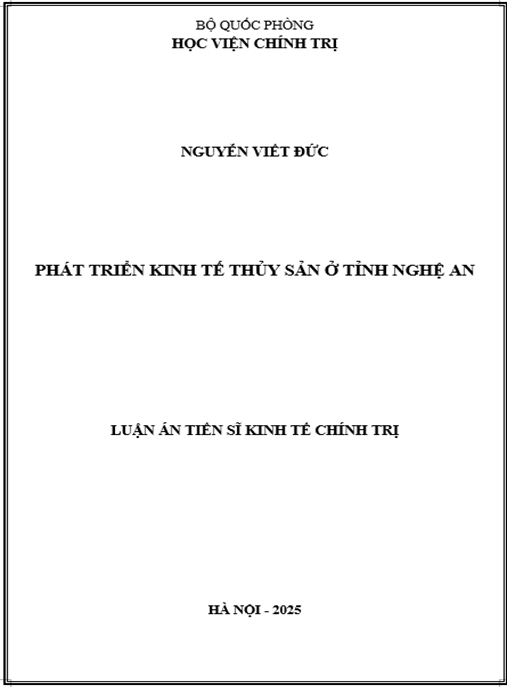 Luận án Phát triển kinh tế thủy sản ở tỉnh Nghệ An