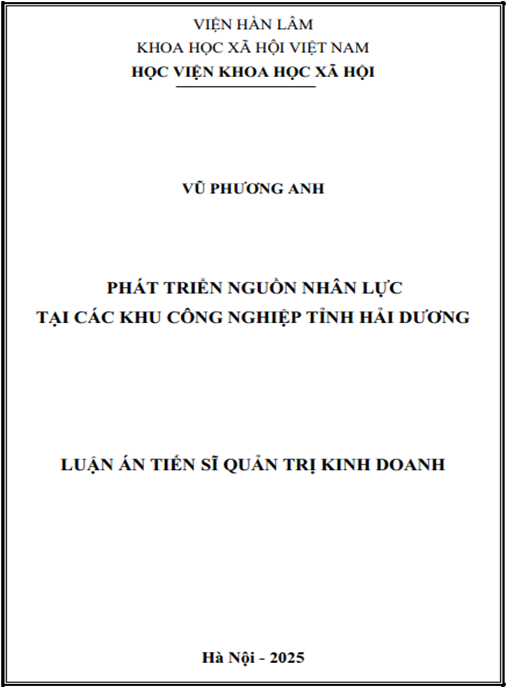 Luận án –  Phát triển nguồn nhân lực tại các khu công nghiệp tỉnh Hải Dương