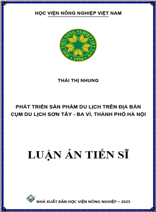 Luận án –  Phát triển sản phẩm du lịch trên địa bàn cụm du lịch Sơn Tây – Ba Vì – thành phố Hà Nội