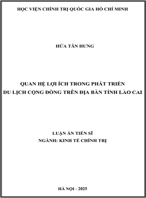 Luận án Quan hệ lợi ích trong phát triển du lịch cộng đồng trên địa bàn tỉnh Lào Cai